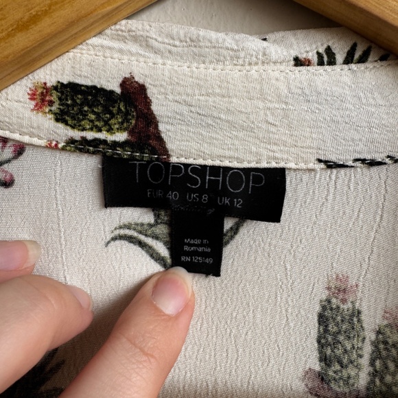 TOPSHOP Cactus Shirt Dress - Size 8 - Picture 3 of 8